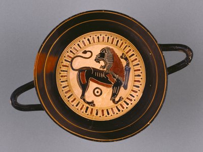 Lakonilainen mustahahmo Kylix, joka on laskettu Hunt-maalariin, n. 540 eKr. (terrakotta) tekijältä Greek