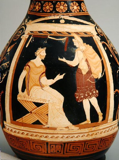 Oinochoe (muoto III), 340-320 eKr. (keraaminen) (yksityiskohta) tekijältä Greek