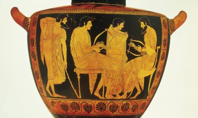 Punahahmoinen keramiikka, Phintiasin Attic hydria esittää musiikkituntia tekijältä Greek