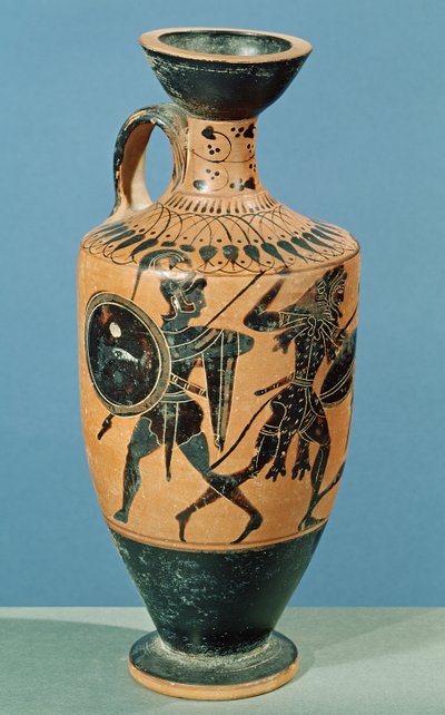 Attic Style Lekythos, joka kuvaa Herkules ja amatsonit (keraaminen) tekijältä Greek School