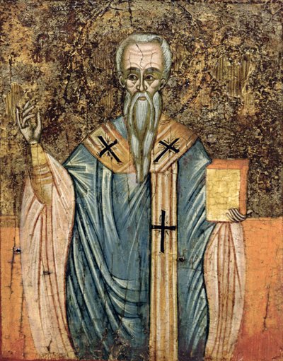Pyhä Kyrillos Aleksandrialainen (n. 376-444), ikoni (tempera paneelissa) tekijältä Greek School