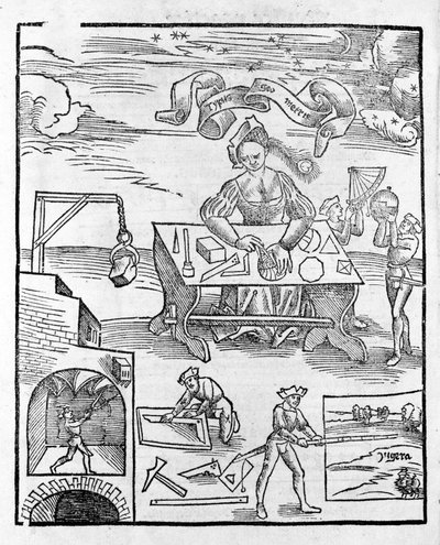 Vapaat taiteet: Geometria - Gregor Reischin (1467-1525) teoksessa "Philosophical Daisy". Paali tekijältä Gregor Reisch