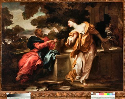 Kristus ja samarialainen nainen Jaakobin kaivossa Gregorio de Ferrarin (1647-1726) maalaus, Genes, Musei di Strada Nuova (inv n. PR 375) tekijältä Gregorio De Ferrari