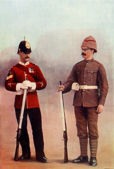 "Värikersantti ja sotilas Khakissa, Gloucesterin rykmentti", 1900. tekijältä Gregory and Co