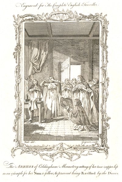 Coldinghamin Abbess StAebbe, nuorempi puolimytologinen Abbess 870 jKr tekijältä Grignion