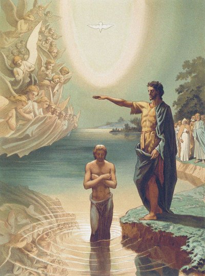 Kristuksen kaste, noin 1860 (litho) tekijältä Grigori Grigorevich (after) Gagarin