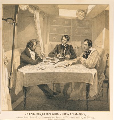 Karl Bryullov, Vladimir Kornilov ja kreivi Grigori Gagarin Themistokleen laivalla, 1835 tekijältä Grigori Grigorevich Gagarin