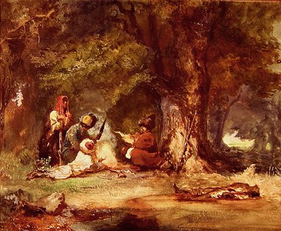 Venäläiset sotilaat Kaukasian sotien aikana 1817-1864 (akvarelli paperille) tekijältä Grigori Grigorevich Gagarin