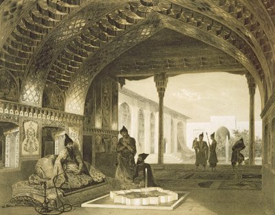 Peilisali Jerevanin Sardarin palatsissa, Armeniassa, levy 17 Kaukasusta käsittelevästä kirjasta, kaiverrettu Charles Claude Bachelier ja Celestin Francois Nanteuil (1813-73) pub. kirjoittanut Alfred tekijältä Grigori Grigorevich Gagarin