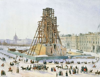 Aleksanterin pylväs rakennustelineissä, 1833. tekijältä Grigori Grigorievich Gagarin