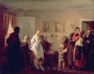 Onnittelut vastakeskisille kartanossa, 1860 tekijältä Grigori Grigorievich Mjasoedov