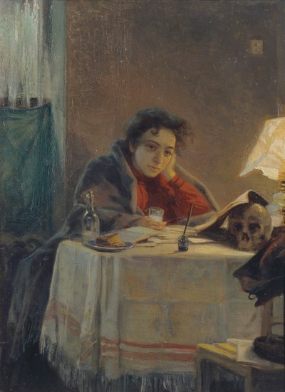 Tyttöopiskelija, 1904 tekijältä Grigori Grigoryevich Myasoedov