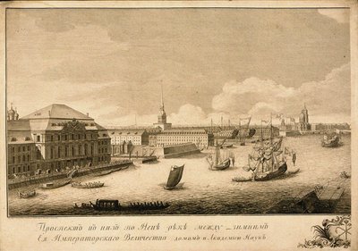 Näkymä Talvipalatsille Neva-joelta, 1753 tekijältä Grigory Anikeevich Kachalov