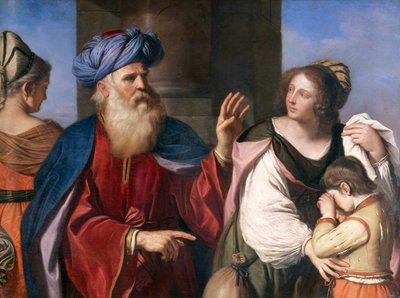 Abraham karkottaa Hagarin, Guercino (1591-1666), öljy kankaalle. tekijältä Guercino