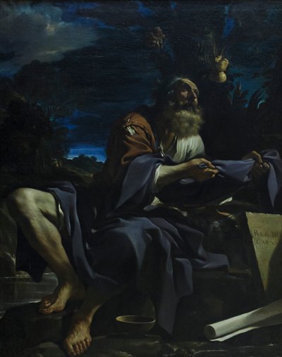 Korppien ruokkima Elia tekijältä Guercino (1591-1666)