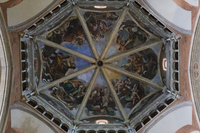 Piacenzan katedraalin kupolin freskot (fresko) tekijältä Guercino (1591-1666)