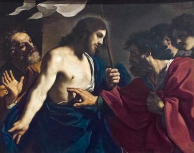 Pyhän Tuomaan epäuskoisuus tekijältä Guercino (1591-1666)