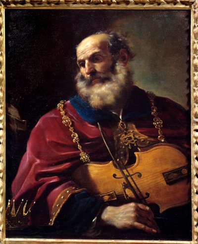 Kuningas Daavid (soittaa viulua). Barbieri Giovanni Francescon maalaus dit Le Guerchin (1591-1666) tekijältä Guercino