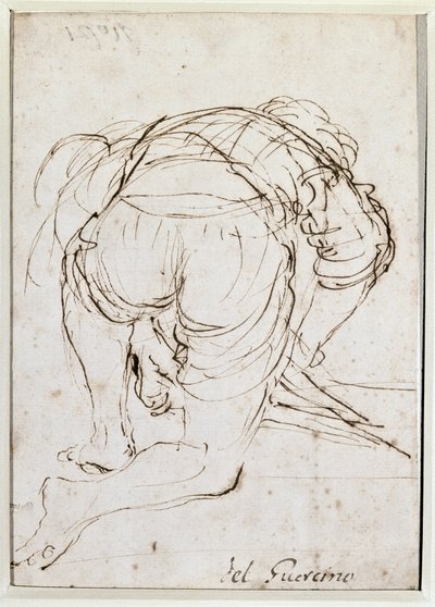 Mies polvillaan kynäpiirros tekijältä Guercino