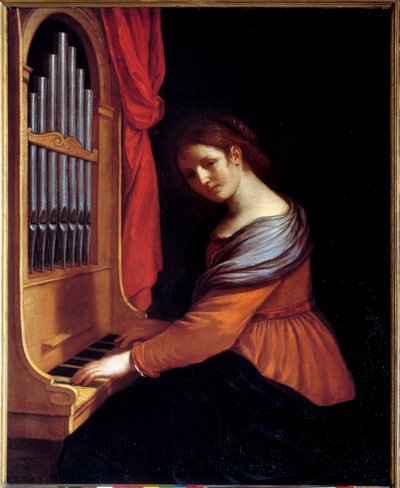 Pyhä Cecile. Barbieri Giovanni Francescon maalaus dit Le Guerchin (1591-1666) tekijältä Guercino