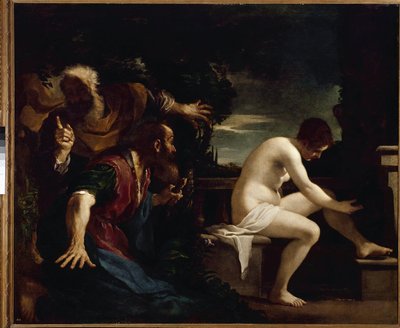Suzanne ja vanhimmat - Öljy kankaalle tekijältä Guercino