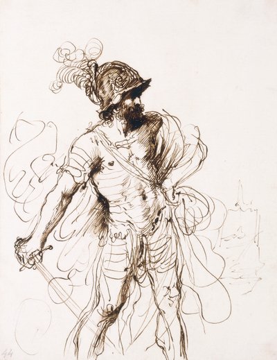 Mars, hänen miekkansa, kääntyi oikealle, tekijältä Guercino