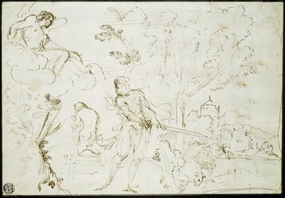 Iisakin uhri (etusivu); Jaakobin uni (kääntöpuoli). tekijältä Guercino