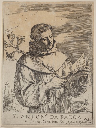 Pyhä Antonius Padovalainen tekijältä Guercino