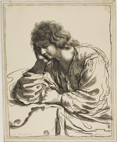 Pyhä Johannes evankelista meditaatiossa tekijältä Guercino