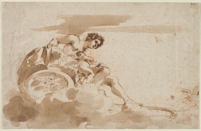Venus ja Amor vaunuissa tekijältä Guercino