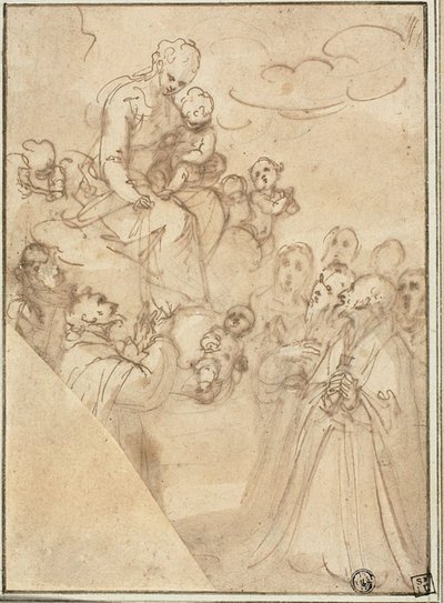 Madonna Rosary Dominicin ja muiden pyhien kanssa tekijältä Guglielmo Caccia