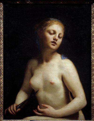 Lucrece kuoli Lucrece (Lucrezia, Lucretia, roomalainen nainen) joutui serkkunsa Sextus Tarquinin, Tarquin Superbin pojan, väkivallan uhriksi. Lucrece lähetti isänsä ja miehensä (Collatinus) hakemaan ja saapui Lucius Junius Brutuksen, Lucius T:n serkun kans tekijältä Guido Cagnacci