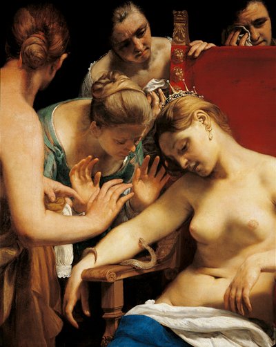 Kleopatran kuolema (yksityiskohta) tekijältä Guido Cagnacci