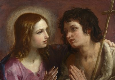 Kristus halaa Johannes Kastajaa. Noin 1640 tekijältä Guido Reni
