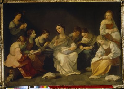 Neitsyen koulutus. (The Education of the Virgin). Guido Renin (1575-1642) maalaus öljy kankaalle tekijältä Guido Reni