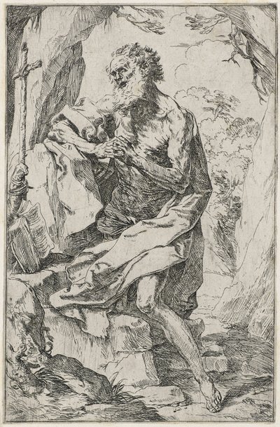 Saint Jerome (etsaus paperille) tekijältä Guido Reni