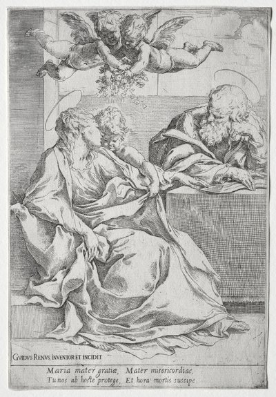 Pyhä perhe kahdella enkelillä tekijältä Guido Reni