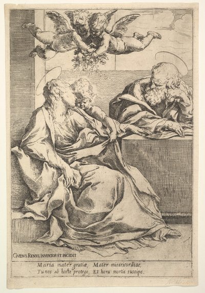 Pyhä perhe kahdella enkelillä. tekijältä Guido Reni