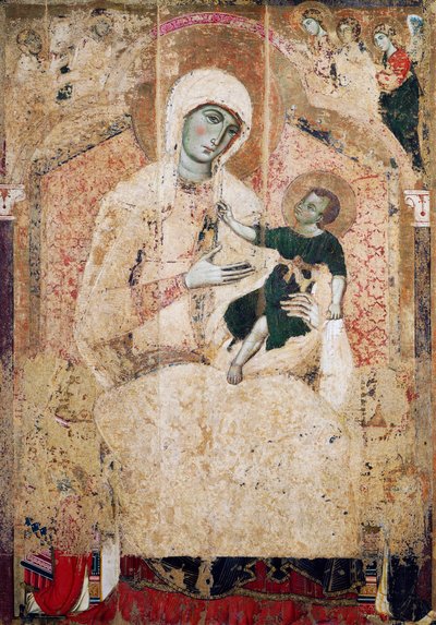 Valtaistuimelle noussut Madonna tekijältä Guido da Siena