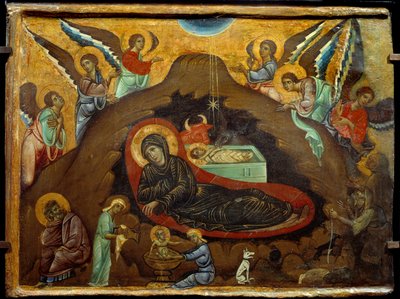 Syntymä. Guido Da Sienan maalaus (1200-luku). Tempera puulla. Mitat: 3,64 x 4,75 cm. tekijältä Guido da Siena