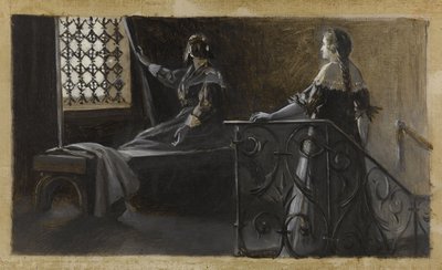 Ethel ja hunnutettu nainen, n. 1889 (öljy kankaalle). tekijältä Guillaume Albert Demarest