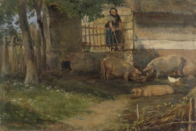 Sikoja pihalla tekijältä Guillaume Anne van der Brugghen