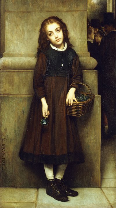 Kukkatyttö oopperan ulkopuolella, 1873 tekijältä Guillaume Charles Brun