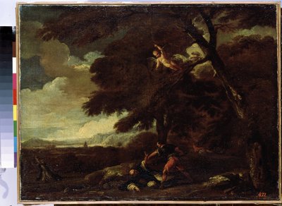 ""Veronen pyhän Pietarin kuolema"" (Pyhän Pietarin marttyyrin salamurha) Dominikaaninen saarnaaja Pietari Veronen (Pietro Rosini tai Pietro Martire tai Pietro da Verona) (1205-1252) kuolee tiellä Come - Milanosta . Guillaume Courtoin maalaus tekijältä Guillaume Courtois