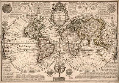 Carte generale de la terre - ou mappe monde auec les quatre principau  sistemes  les figures des sept planetes le tout selon les nouvelles obseruations. LOC 2017585685 tekijältä Guillaume Danet