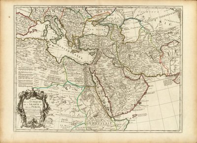 Guillaume Delislen kartta Ottomaanien ja Persian valtakunnista vuodelta 1701 (rajattu). tekijältä Guillaume Delisle