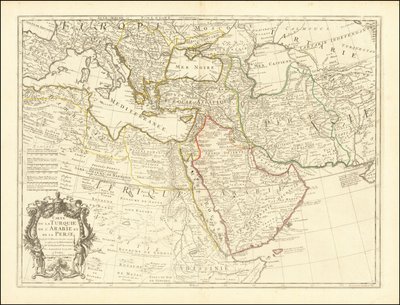 1701 kartta - Turkin, Arabian ja Persian kartta tekijältä Guillaume Delisle