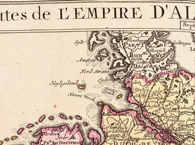 Yksityiskohta Helgolandista Saksan valtakunnan kartalta, 1730 tekijältä Guillaume Delisle