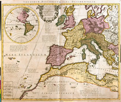 Euroopan ja Pohjois-Afrikan rannikoiden kartta (etsaus tekijältä Guillaume Delisle