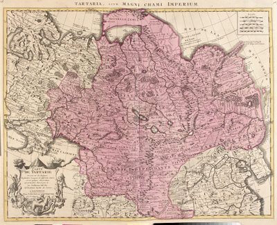 Tartarian kartta (Keski-Aasia, Siperia, Turkestan, Mongolia ja Mantsuria) (etsaus tekijältä Guillaume Delisle